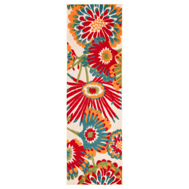 Tabb Floral Red/Blue Indoor/Outdoor Area Rug Joss & Main